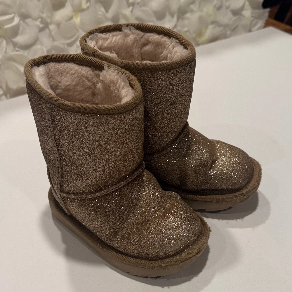 UGG Glittery Tan Boots with Plush Lining